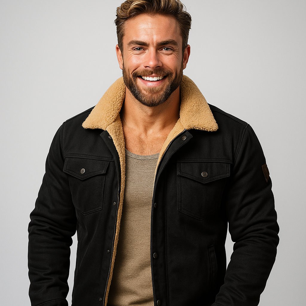 Men’s Warm-Collar Button-Up Bomber Jacket | Effortless Winter Sophistication