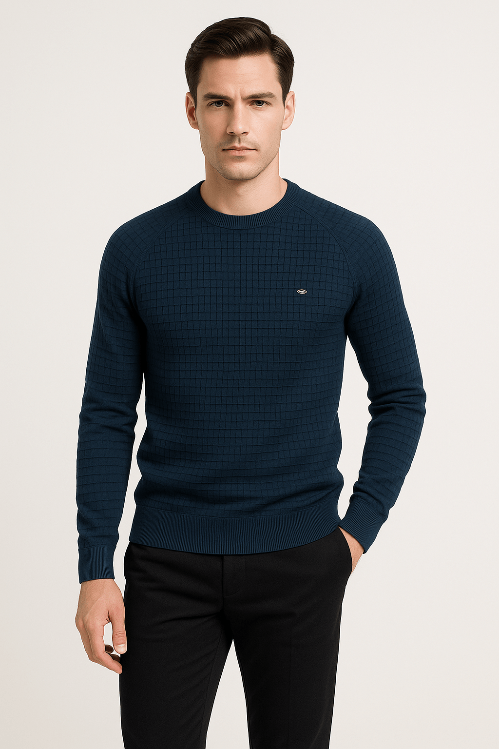 Men’s Textured Knit Crew Neck Jumper | Effortless Everyday Elegance