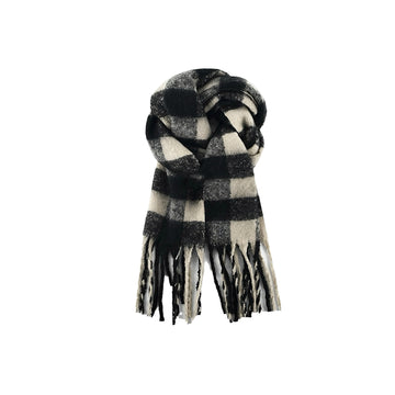 Women's Black and White Plaid Imitation Cashmere Scarf | Effortless Elegance