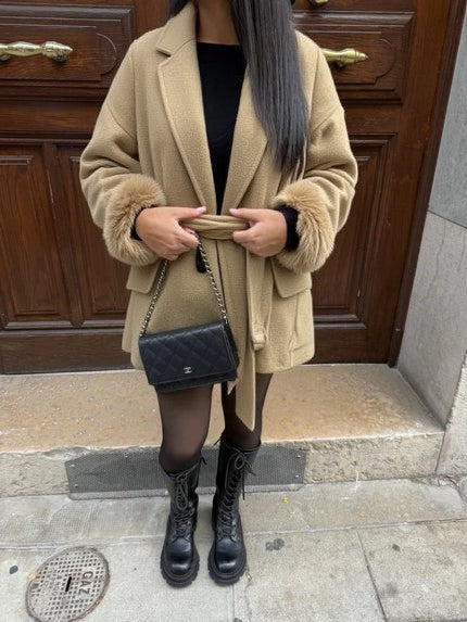 Faux Fur Trim Belted Coat | Effortless Autumn Sophistication