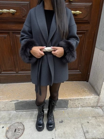 Faux Fur Trim Belted Coat | Effortless Autumn Sophistication