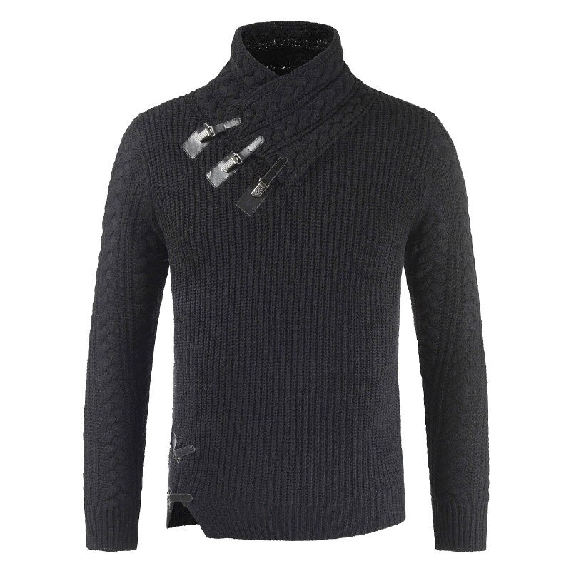 Chunky Men’s Knit Jumper | Refined Asymmetric Buckle Detailing